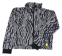 Tmavomodro-šedá vzorovaná šusťáková podzimní bunda s logem Adidas