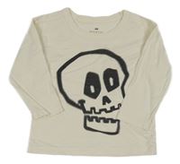 Smetanové pyžamové triko s lebkou H&M