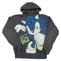 Tmavošedá mikina se Sonicem a kapucí 