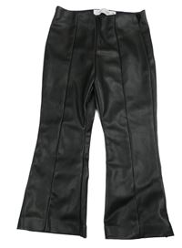 Černé koženkové zvonové kalhoty Zara 