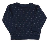 Tmavomodrá květovaná mikina Primark