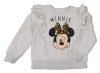Béžová melírovaná mikina s Mickeym a volánky C&A