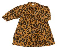 Hnědé riflové propínací košilové šaty s leopardím vzorem Next