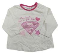 Bílo-růžové triko - Supergirl