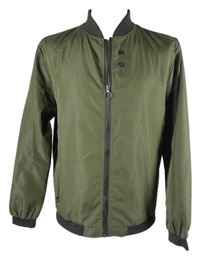 Pánská khaki-černý šusťákový bomber Shein 