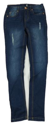 Tmavomodré skinny rifle s prošoupáním 