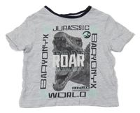 Světlešedo-černé melírované tričko s dinosaurem PRIMARK