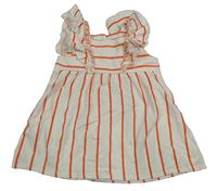 Smetanovo-červené pruhované šaty s volánky H&M