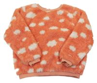 Oranžovo-bílá chlupatá mikina s mraky H&M