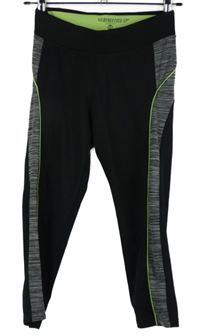 Dámské černo-šedé sportovní capri legíny s proužky NYathetics 