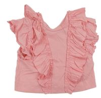 Světlerůžové crop tričko s volánky KIDS