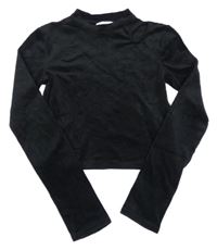 Černá sametová crop mikina s průstřihem H&M