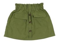 Khaki lehká paper bag sukně s knoflíky 