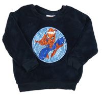 Tmavomodrá chlupatá mikina se Spider-manem Marvel