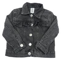 Tmavošedá riflová bunda s volánky H&M