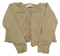 Hnědý lehký propínací crop svetr s kamínky Zara