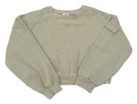 Khaki crop oversize mikina River Island