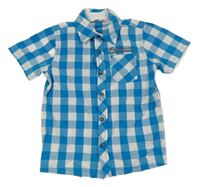 Modro-bílá kostkovaná košile s nápisem Topolino