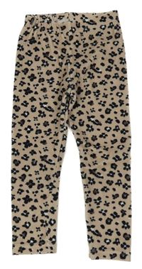 Béžovo-černé sametové legíny s leopardím vzorem 