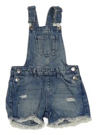 Modré riflové laclové kraťasy s krajkou Denim Co.