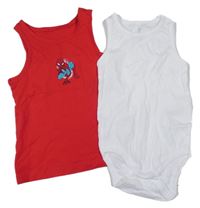 2set - Bílé body + červené tílko se Spidermanem 