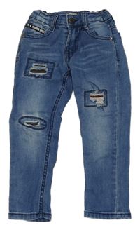 Modré elastické skinny rifle