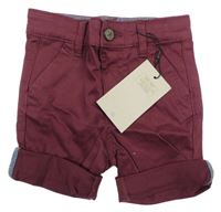 Nové - Vínové plátěné chino kraťasy Primark