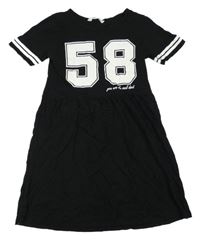 Černé bavlněné šaty s číslem H&M