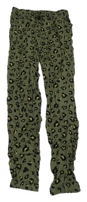 Khaki-černo-béžové vzorované lehké kalhoty H&M