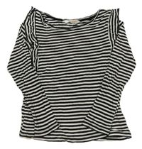 Černo-bílé pruhované triko s volánky H&M