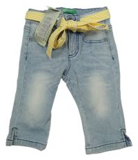 Nové - světlemodré capri rifle s páskem Benetton