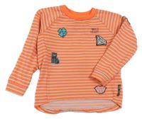 Neonově korálovo-světlešedá pruhovaná mikina s obrázky TUMBLE 'N DRY