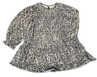 Béžovo-černé šaty s flitry a leopardím vzorem Dunnes Stores