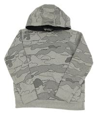 Šedo-černá army mikina s kapucí Firetrap