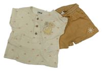 Nové - 2set - Smetanová mušelínová košile + kraťasy se Simbou M&S