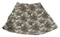 Khaki-béžová army plátěná kolová sukně 
