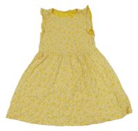 Žluto-bílé kytičkované šaty s volánky H&M