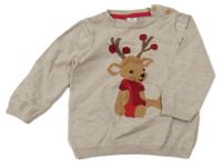 Béžový melírovaný svetr se sobem H&M