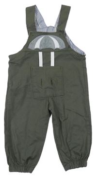 Khaki plátěné laclové kalhoty s kapsou 