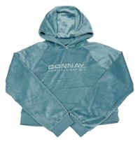Modrozeůená sametová crop mikina s kapucí Donnay