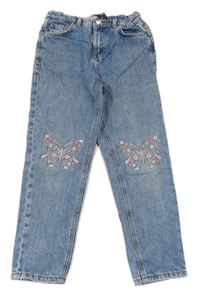 Modré melírované rifle s motýlky Denim Co.