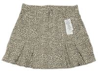 Nové - Béžovo-černo-hnědá riflová sukně s leopardím vzorem M&S