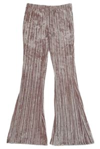 Světlerůžové žebrované sametové flare alhoty Matalan