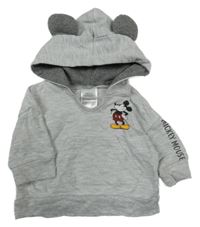 Šedá mikina s Mickeym a kapucí Disney