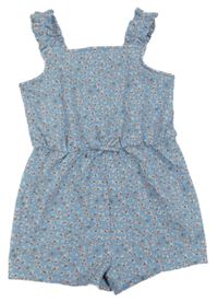 Modro-růžový květovaný lehký kraťasový overal Primark