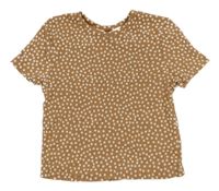 Hnědé květované žebrované crop tričko H&M