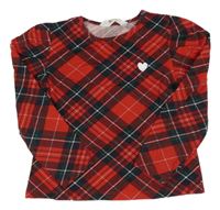 Červeno-černo-bílé kárované triko se srdíčkem H&M