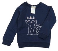 Nové - Tmavomodrá mikina s kočičkou Primark