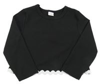 Černo-bílé žebrované crop triko 