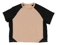 Růžovo-černé crop sportovní tričko Shein